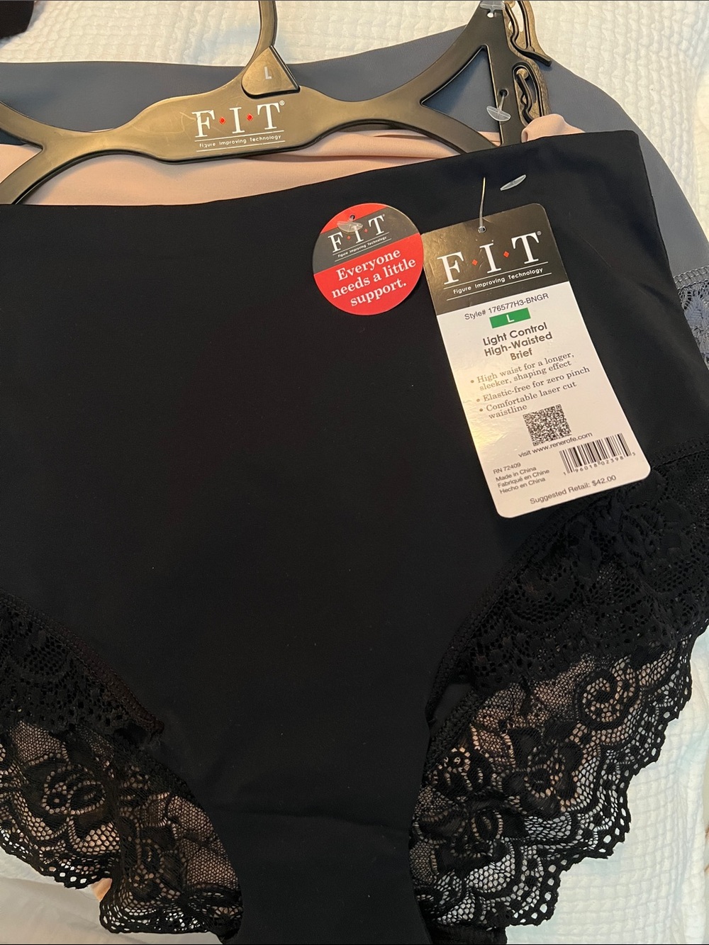 FIT Pack of 3 Women's Light Control High-Waisted Brief - Black SIZE L